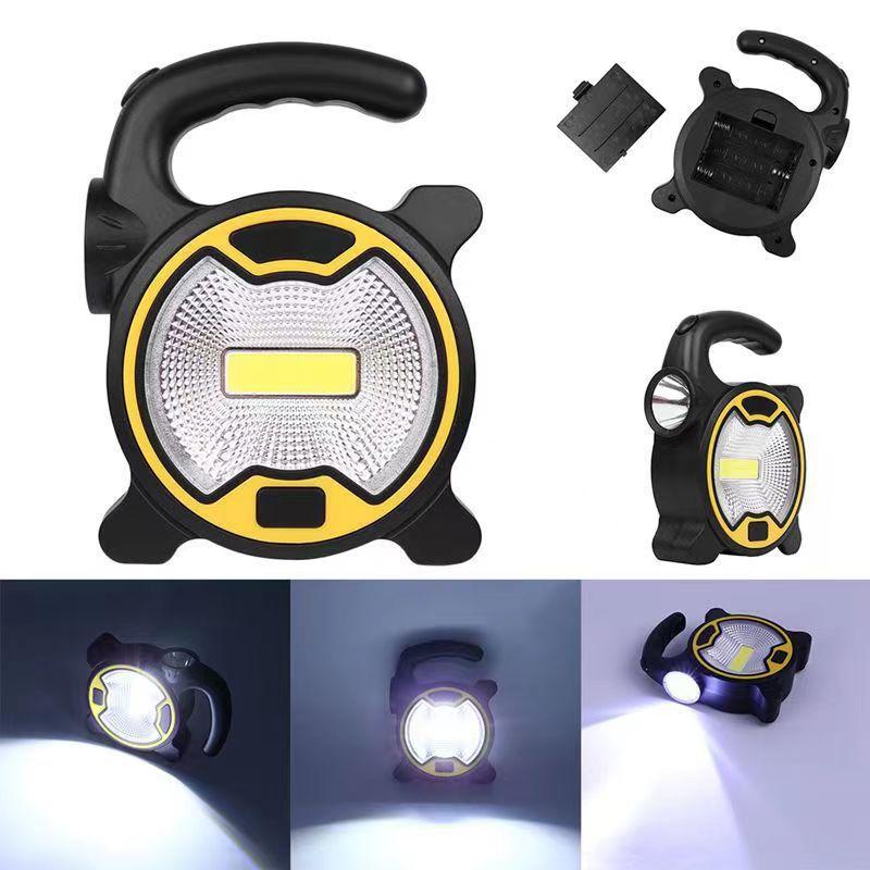 Multifunctional Outdoor Camping Portable Searchlight LED+COB Floodlight Emergency Light 3*AAA Battery Working Light