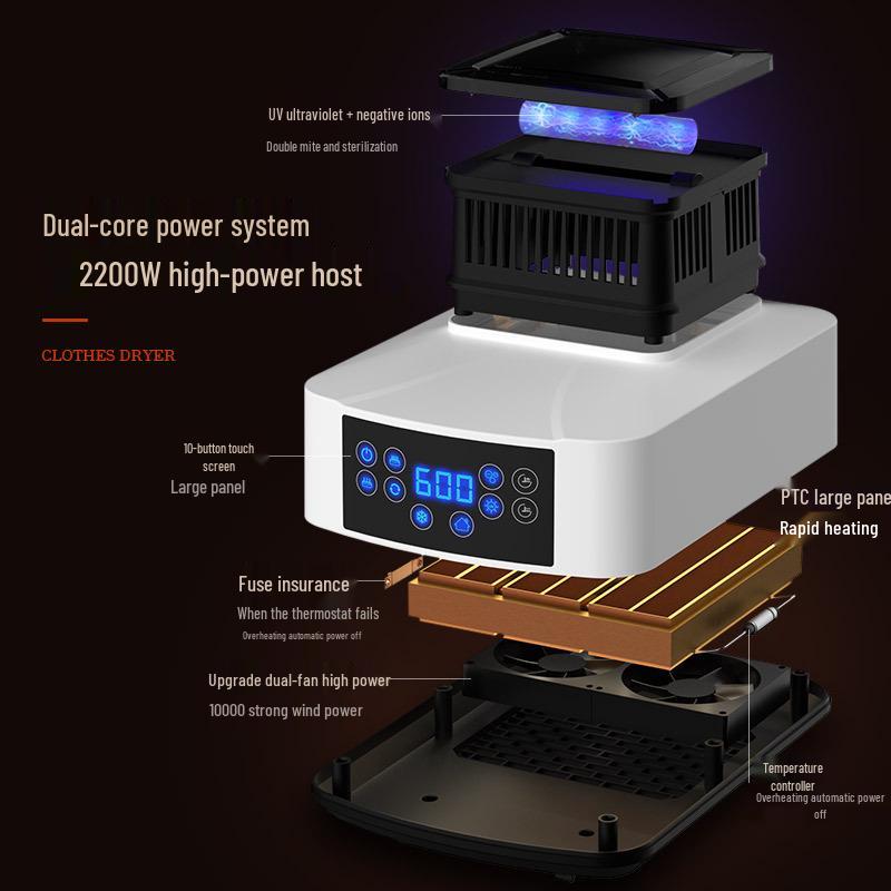 

Многофункциональная складная сушилка для одежды: Быстрый теплый воздух, трехслойный, большая вместимость для дождливых сезонов 2-Key Touchscreen Non-Foldable 1.5m [1600]
