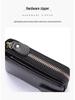RFID Anti-Theft Cowhide Accordion Card & ID Holder with Zipper