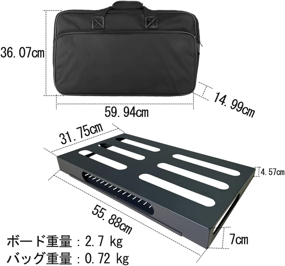 GOKKO Guitar Effects Pedal Board with Storage Bag (L-Black)