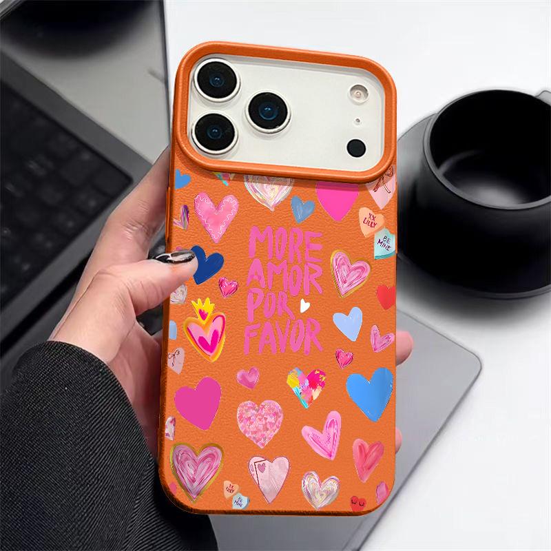 Miękkie etui na telefon z nadrukiem serca dla iPhone Air 17 16 15 14 Pro Max 13 12 Pro Max 11 17 16e Odporne na wstrząsy Silikonowe z teksturą skóry