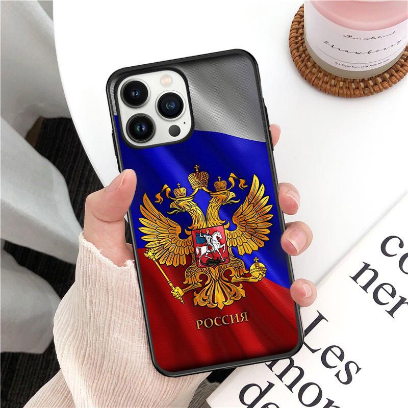 

Чехол для телефона с эмблемой российского флага для iPhone 14 13 12 11 Pro MAX X XS Max XR Mini SE 7 8 Plus, черный чехол Funda Coque iphone 14ProMax