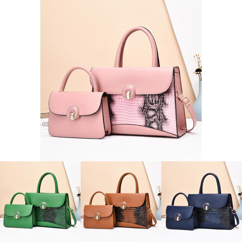 Pu Tote Bag With With Serpentine Print Design And Inner Pouch For Casual Travel Ladies Office Use