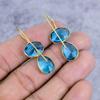 Swiss Blue Topaz Gemstone 925 Sterling Silver Jewelry Earring 1.46" M-2636