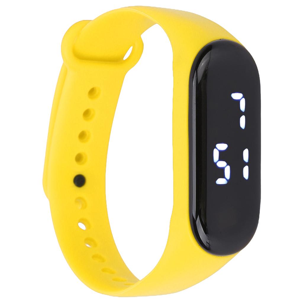Digital Watch LED White Light Display Plastic Mirror Electronic Movement Silicone Strap Sports