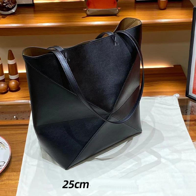 New Puzzle+fold Deformation Folding Geometric Tote Bag Contrasting Color Single Shoulder Crossbody Handbag Large Capacity Women's Bag