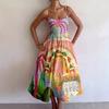 European and American Sexy U-Collar Waist Hugging Pleat Sling Big Hemline Dress Women Sexy Suspender Dress