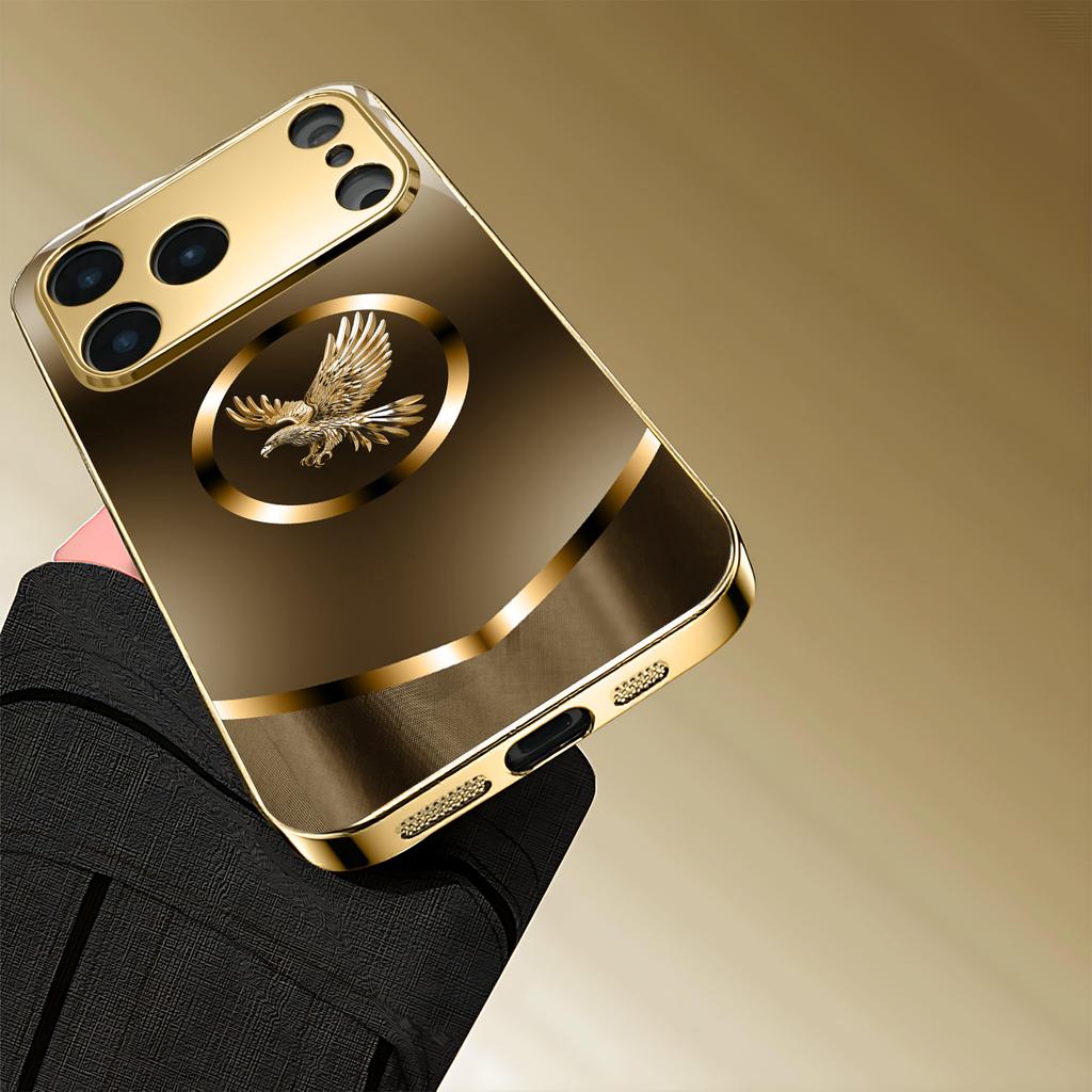 Creativity Business Eagle Luxurious High-end Phone Case Electroplated Glass PhoneCase for iPhone 17161514131211pm Pro Plus