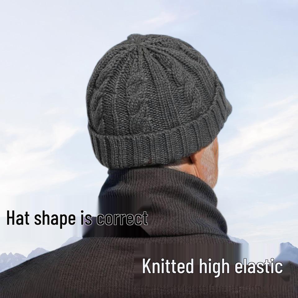 Men's Winter Knit Duckbill Cap: Thick Velvet-Lined, Warm Wool Hat for Cold Weather