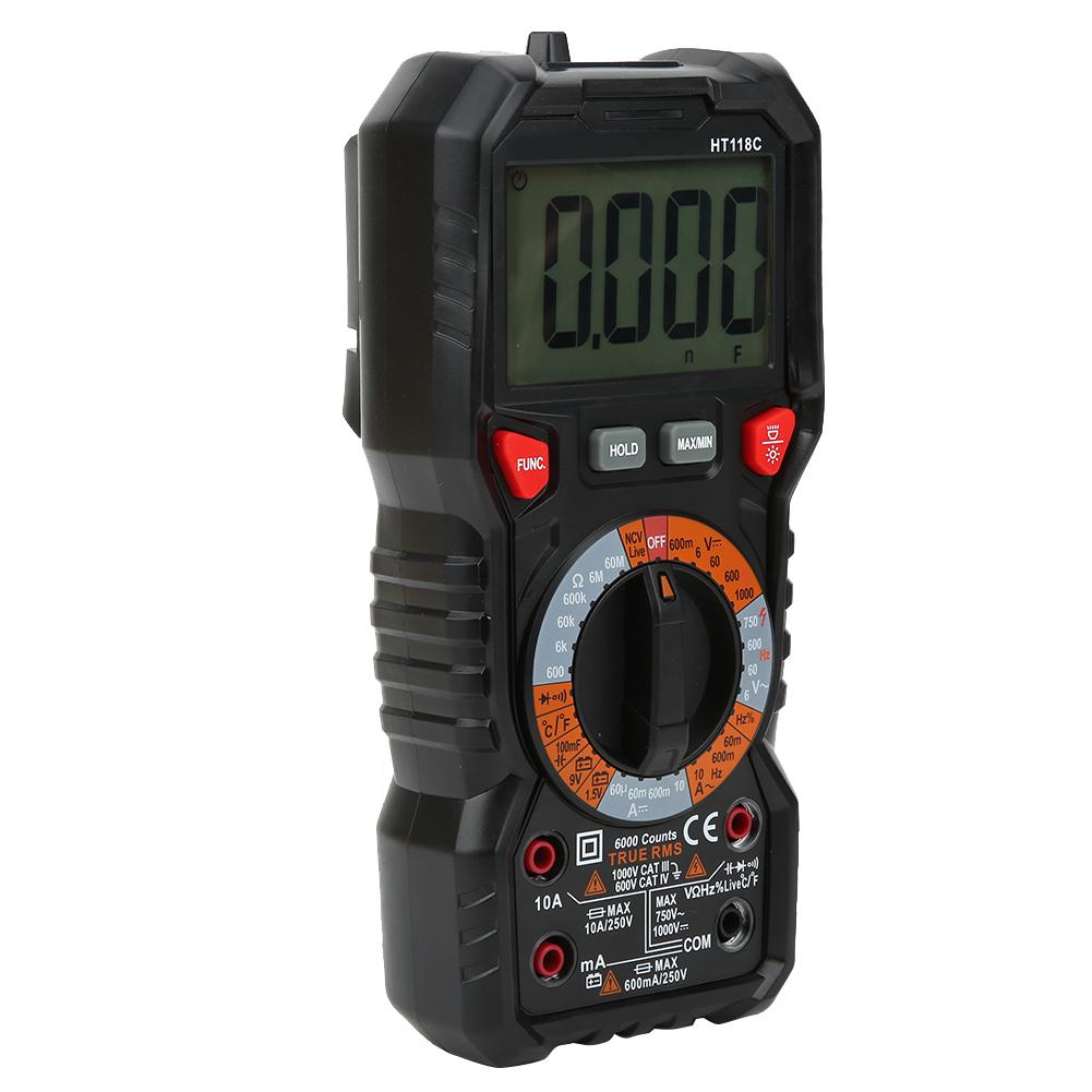 Multimeter Meter 6000 Count Digital Automatic Range True Effective Value Ammeter HT118C