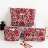1pc Vintage Red Rose Makeup Bag Rose Pattern Makeup Bag Makeup Storage Bag Cute Daily Washing Bag