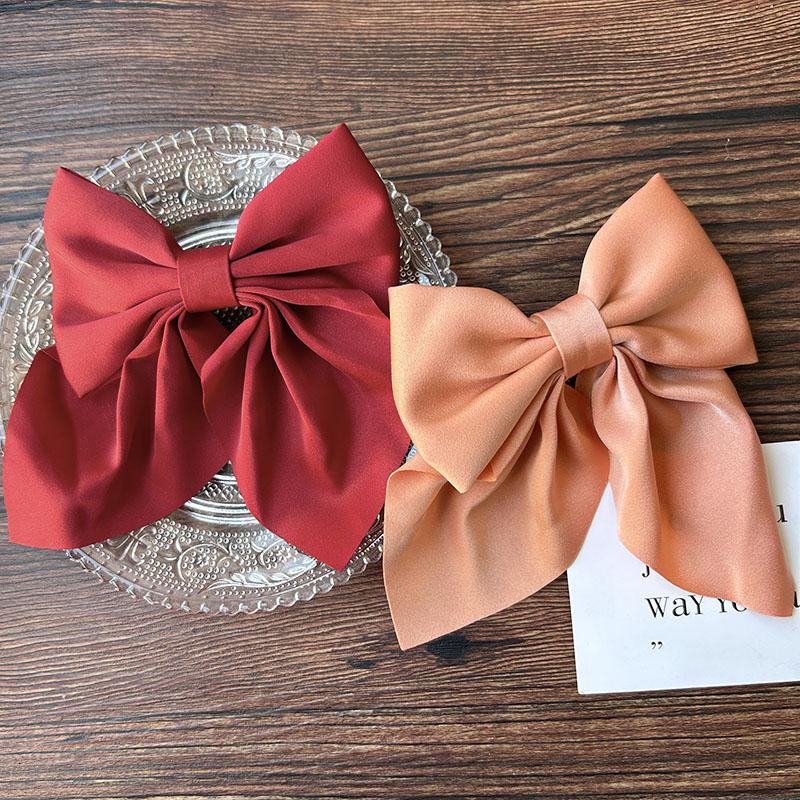 Korean Solid Color Bow Hair Clips Elegant Ribbon Hairpins Barrettes For Women Girls Headwear Baby Ornament Hair Accessories Gift