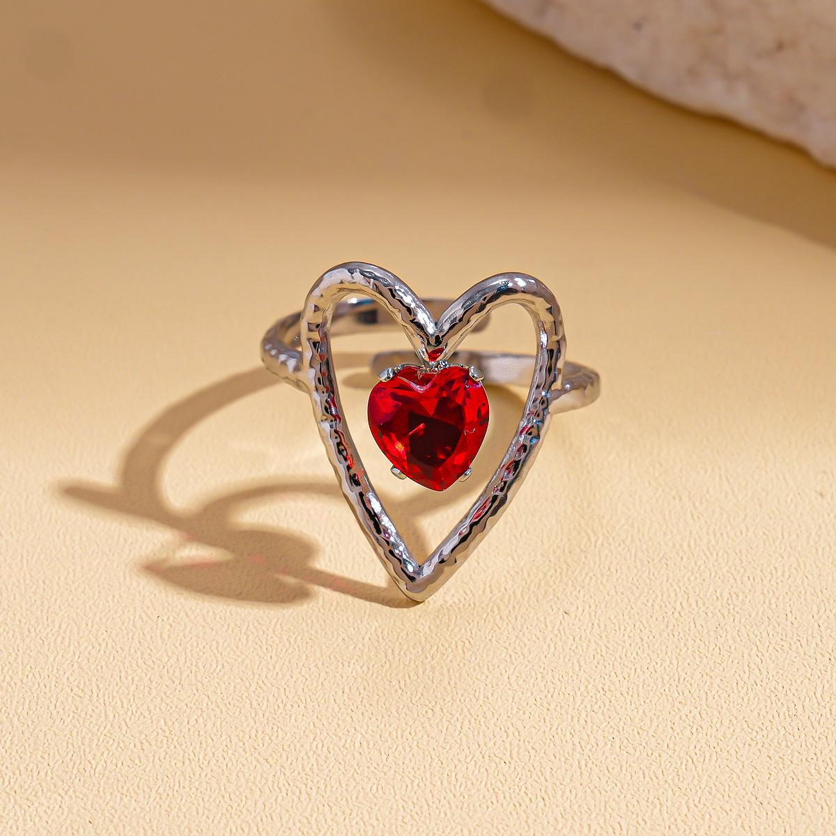 

Элегантное кольцо-разомкнутое сердце из нержавеющей стали с цирконом - Роскошное модное универсальное кольцо на указательный палец для женщин