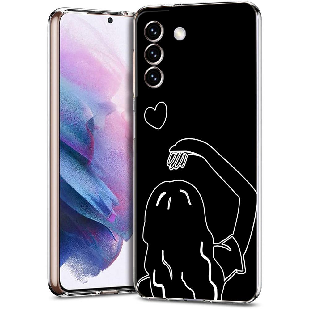 Couple Cartoon Aesth Sun Moon Phone Case For Samsung Galaxy S24 Ultra S23 FE S22 S20 S21 5G S10 S9 Plus S10E S8 Soft Clear Cover