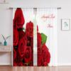Red Vintage Rose Flower 3d Printed Curtain Bedroom Living Room Study Window Decoration Curtain Home Decoration 2 Pieces