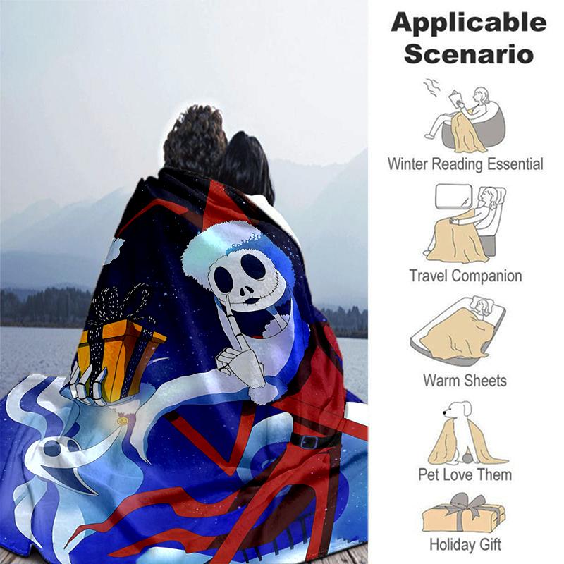 1Pc Christmas Nightmare Before Blanket Soft And Comfortable Casual Warm Camping Travel Christmas Halloween Gift M921511