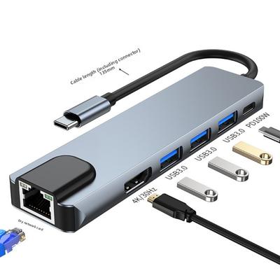 6-in-1 USB C Hub with Gigabit Ethernet USB 30 Adapter for MacBook Pro Air Type C Laptop Docking Station