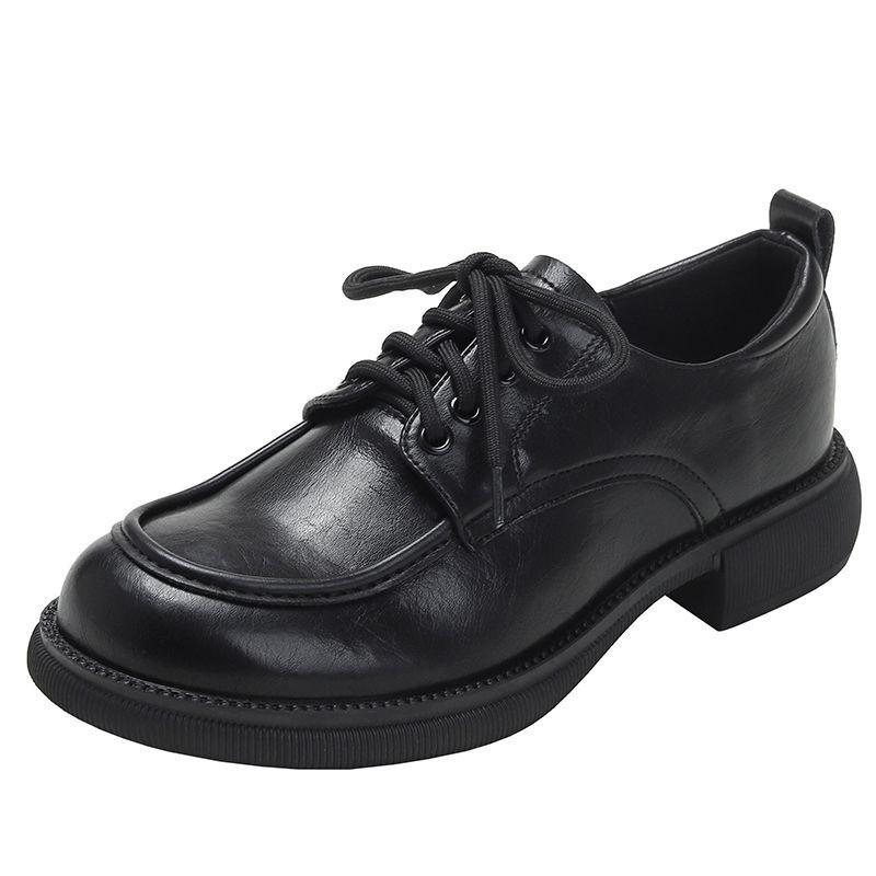 

European & American Style Soft Sole Leather Loafers for Spring & Autumn 2025 - Low Heel, Chunky Heel, Thick Sole 36 чёрный