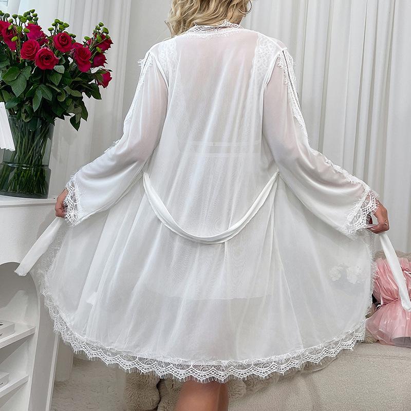 Sheer V-Neck Backless Loungewear Set Sexy Two-Piece Nightgown for Women 062+685 Complete Flirty Sleepwear Perfect for Relaxing In Style