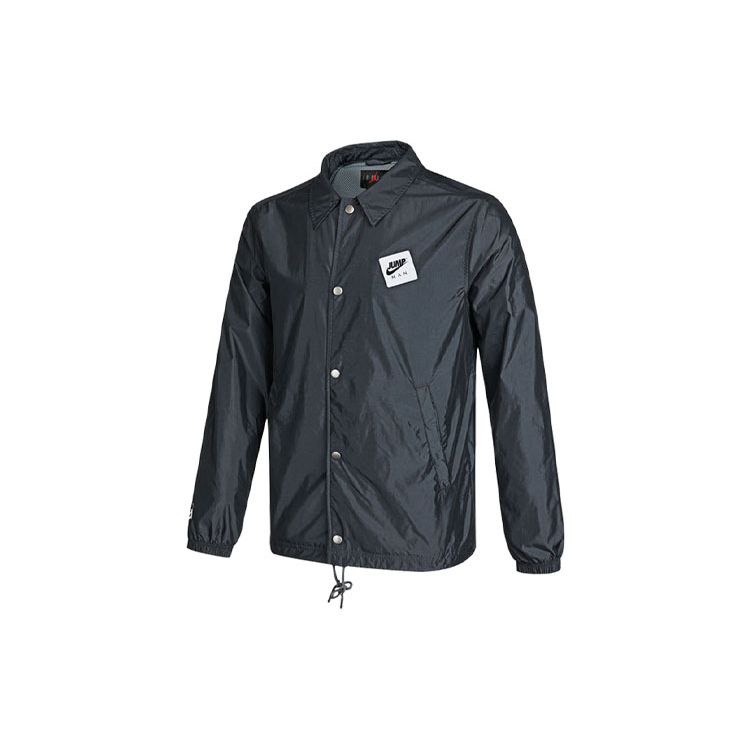 Air Jordan Embroidered Swoosh Logo Sports Jacket Men Outerwear Black CZ4825-084