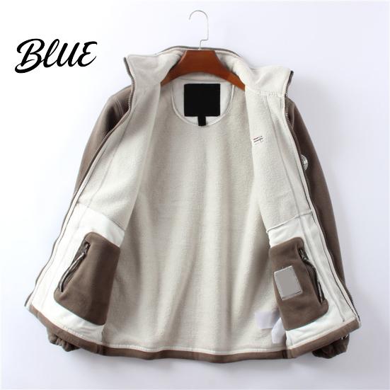 Everyday Men Coat Pockets Autumn Polar Fleece Sleeve Double-Sided Lapel Long Jacket with Winter Solid