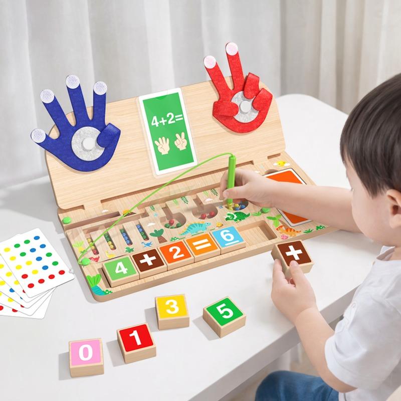 Kids Wooden Finger Numbers Math Toy Clip Beads Game Pen Control Training Children Counting Early Learning Educational Toys Gifts