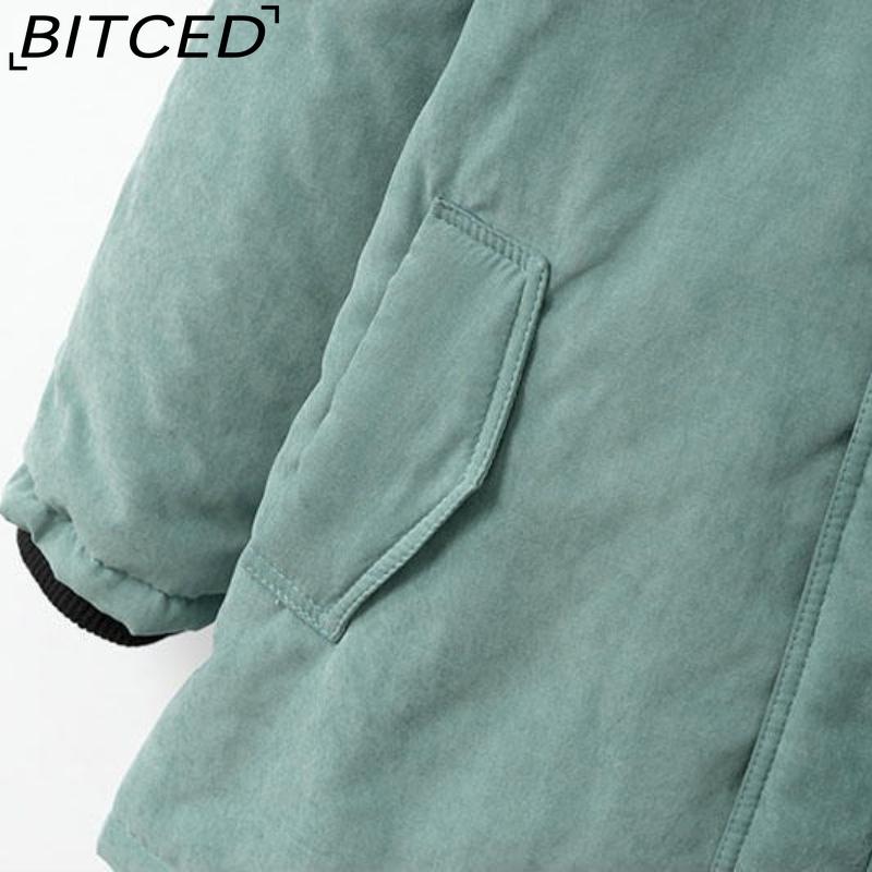 BITCED Autumn/Winter Plus Size Women's Shearling Hooded Zip-Up Fleece-Lined Coat