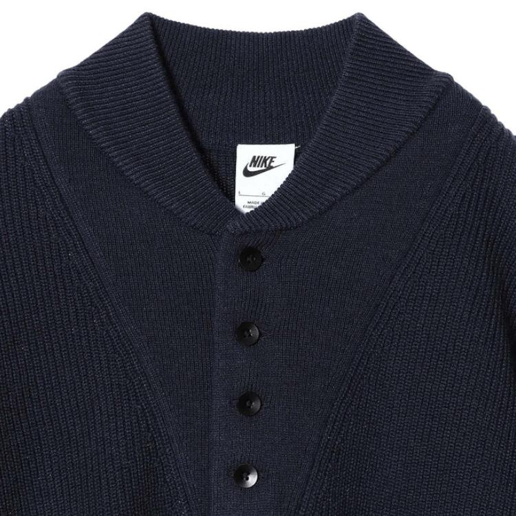 Nike Solid Color Loose Sports Casual Knit Pullover Long Sleeve Sweater Men Tops Obsidian FN3119-451