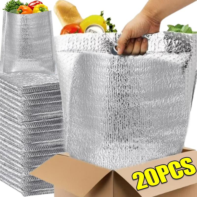 Portable Aluminum Foil Insulated Bag Reusable Thermal Lunch Tote for Cold Food and Drinks Kitchen Cooler Pouch
