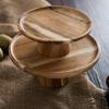  High Stand Wooden Cake Plate Creative Food Serving Trays Eco Natural Wood Dessert Fruit Snack Tray Home Decor