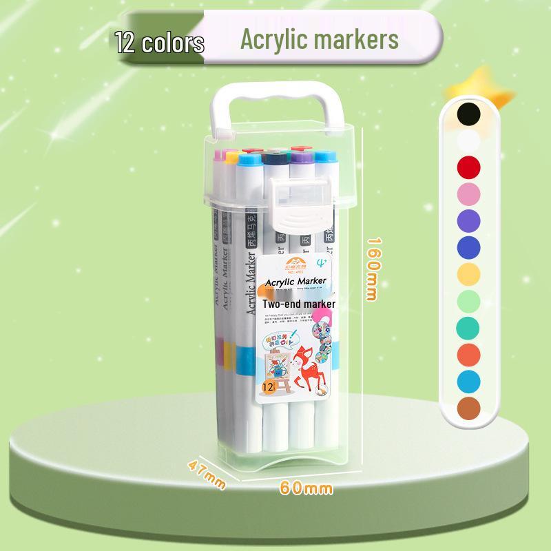

Student Acrylic Marker Pen Set - Large Capacity, Washable, Non-Bleeding, Stackable Watercolor Pens - 24 Colors