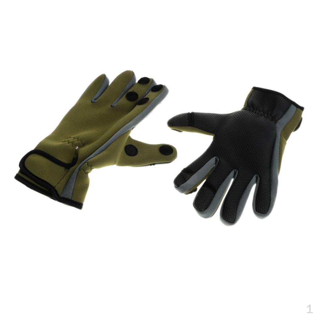 

Fingers Fishing Gloves Skidproof Sun Tackle for Hunting Riding Cycling XL_Green