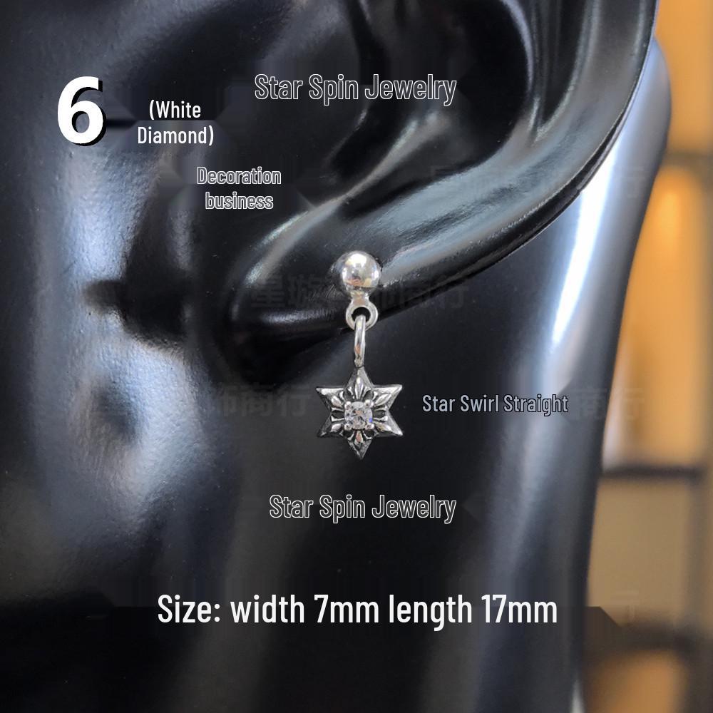 Cercei atârnători New Cross G-Dragon cu diamante colorate pentru bărbați și femei, Cupru alb, Argint thailandez, Ac din argint s925