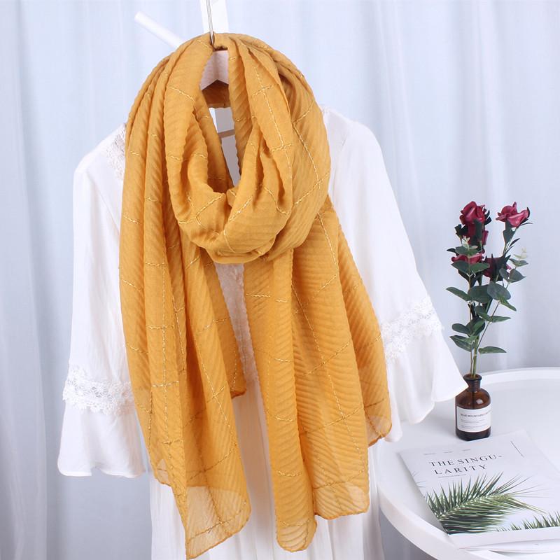 Korean Version of Japanese Spring and Autumn Plaid Scarf for Women Cotton Linen Winter British Classic Scarf Gray Korean Version Versatile Student