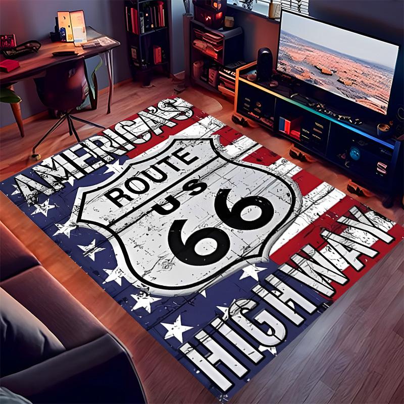 UNS. Route 66 Bedruckter Saugfähiger Waschbarer Teppich, Rutschfeste Badezimmerteppiche, Küchenteppiche, Yogamatte, Wohnzimmer Eingang, Camping Picknickteppiche