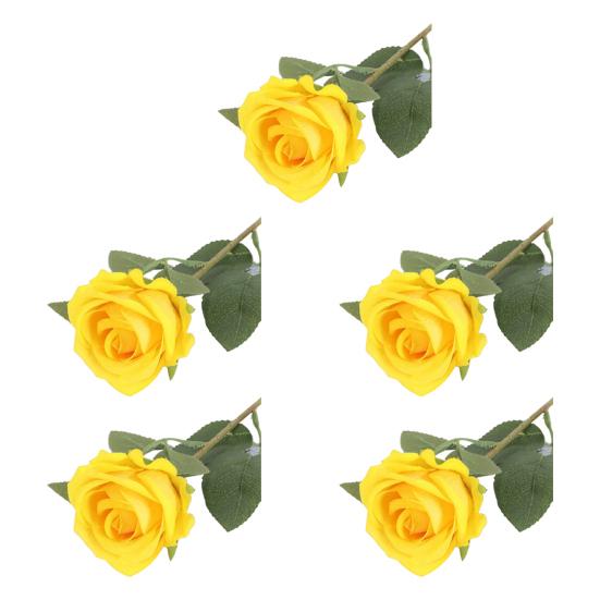 5 Pcs Artificial Red Roses Simulated Flowers with Bendable Stems Realistic