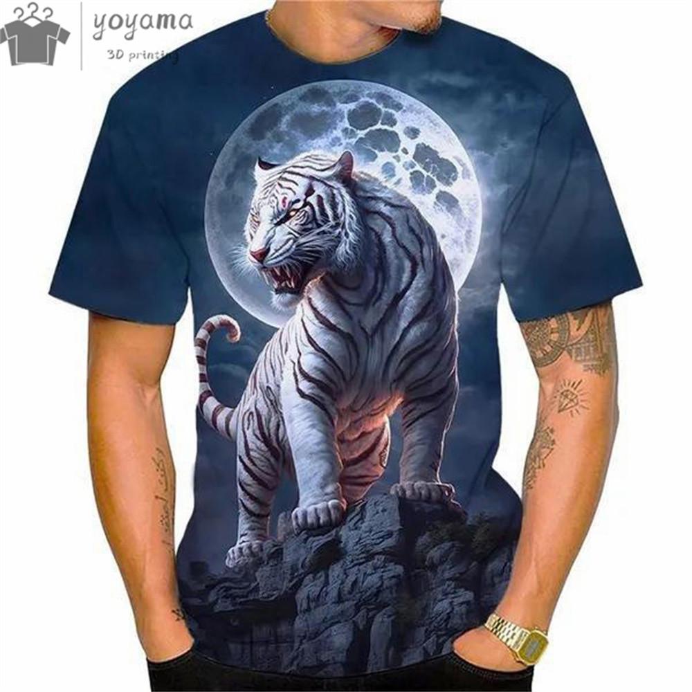 Fashion Trends 3d Print Tiger Pattern Men's Clothing Loose T-Shirts For Men Oversized T-Shirt Short Sleeve Tee Tops