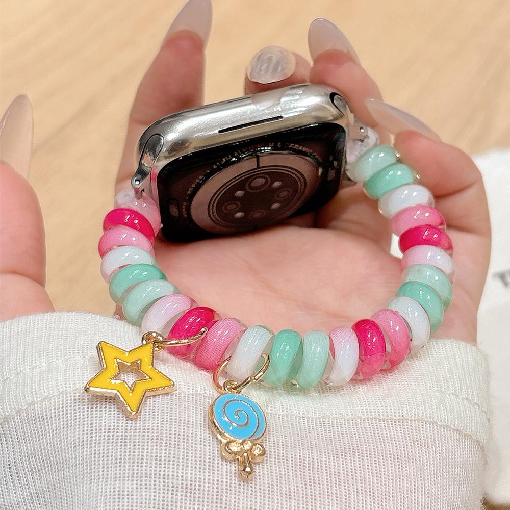 Cute Scrunchie strap for apple watch bands ultra 2 49mm 40mm 41mm 44mm 45 46mm stretchable brecelet iwatch seires 10 9 8 7 5 SE