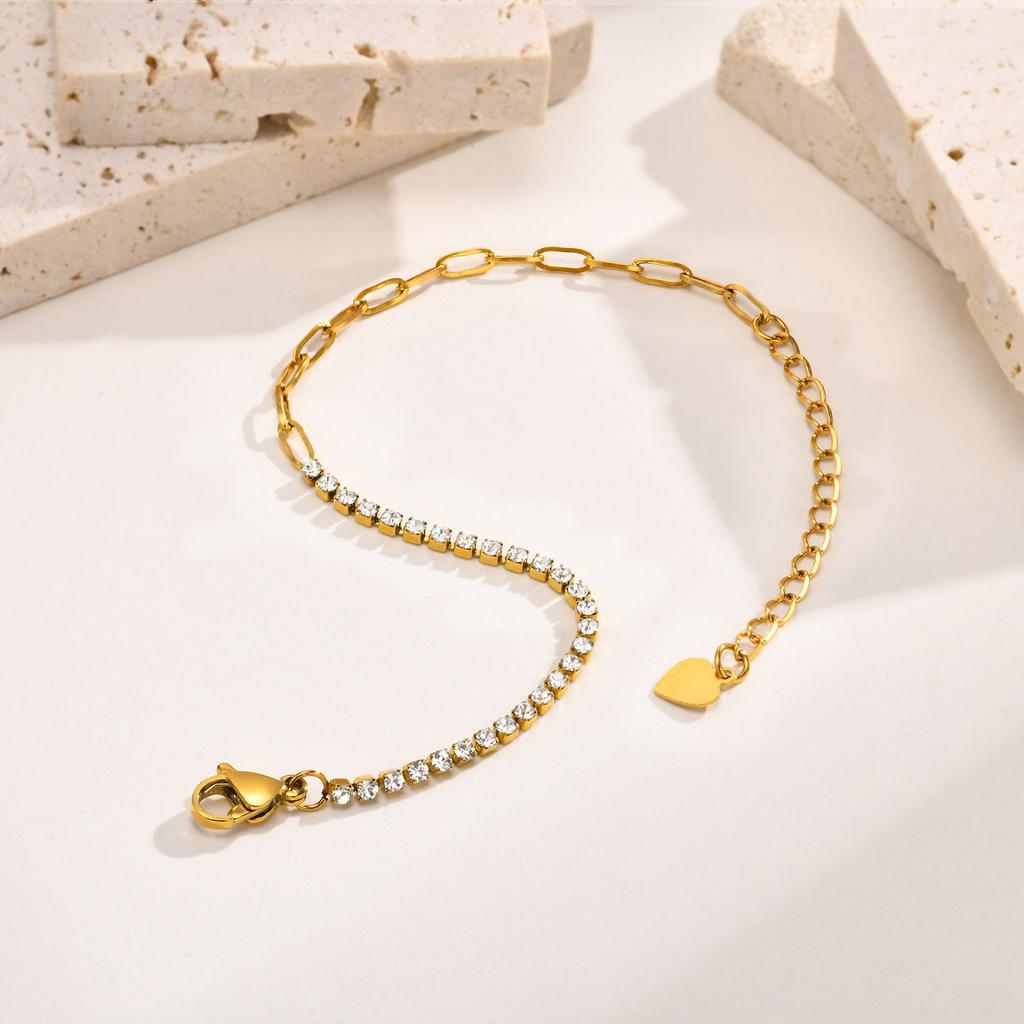 Fashion Zircon Stainless Steel Gold Bracelet Bracelet Ladies Jewelry