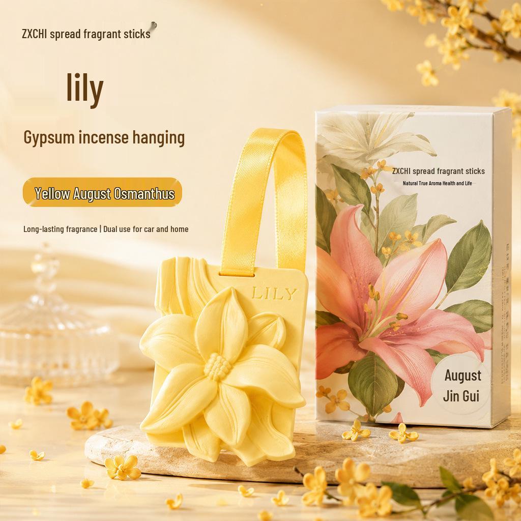 Lily Gypsum Aroma Hanging Ornament – Chinese Style, Long-Lasting Subtle Fragrance for Closet or Car 70g