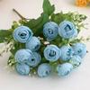 15 Köpfe Tee Rose Künstliche Blume Mehrfarbig Grüne Blätter Simulation Rose Blume Blumengesteck Foto Requisiten Kunstblume