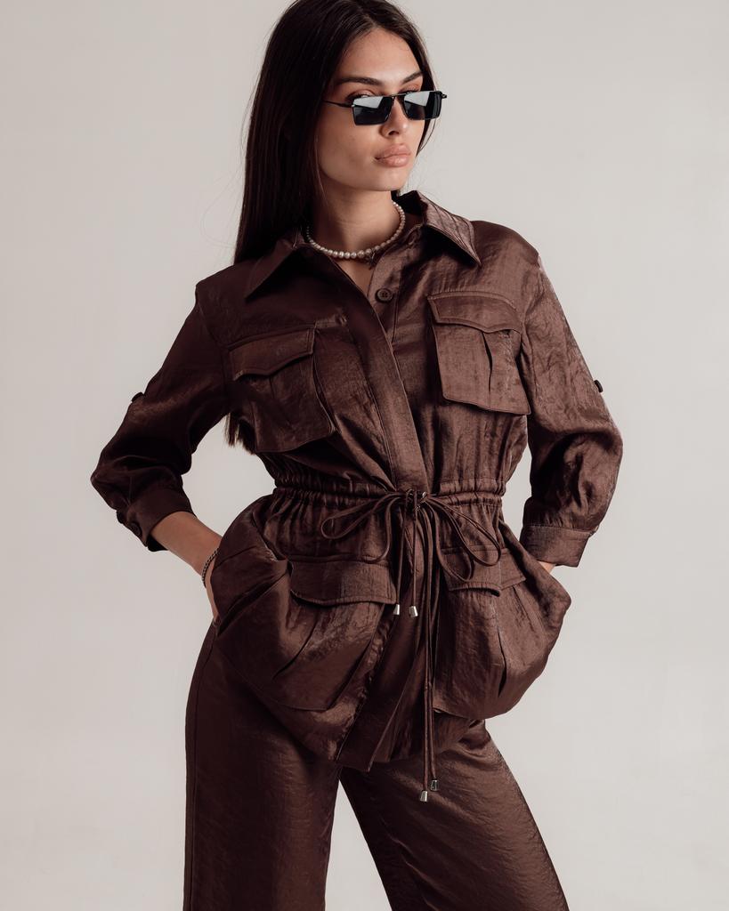 Women's Suit Sandrom 9830 S (36) Chocolate (shirt, Trousers)