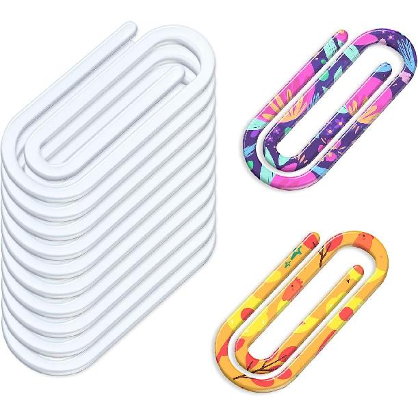 10 Pack Sublimation Blanks Acrylic Paper Clips, 4" x 2" Jumbo Paper Clips Clear for Heat Transfer DIY Design, School Classroom Stationery Office,