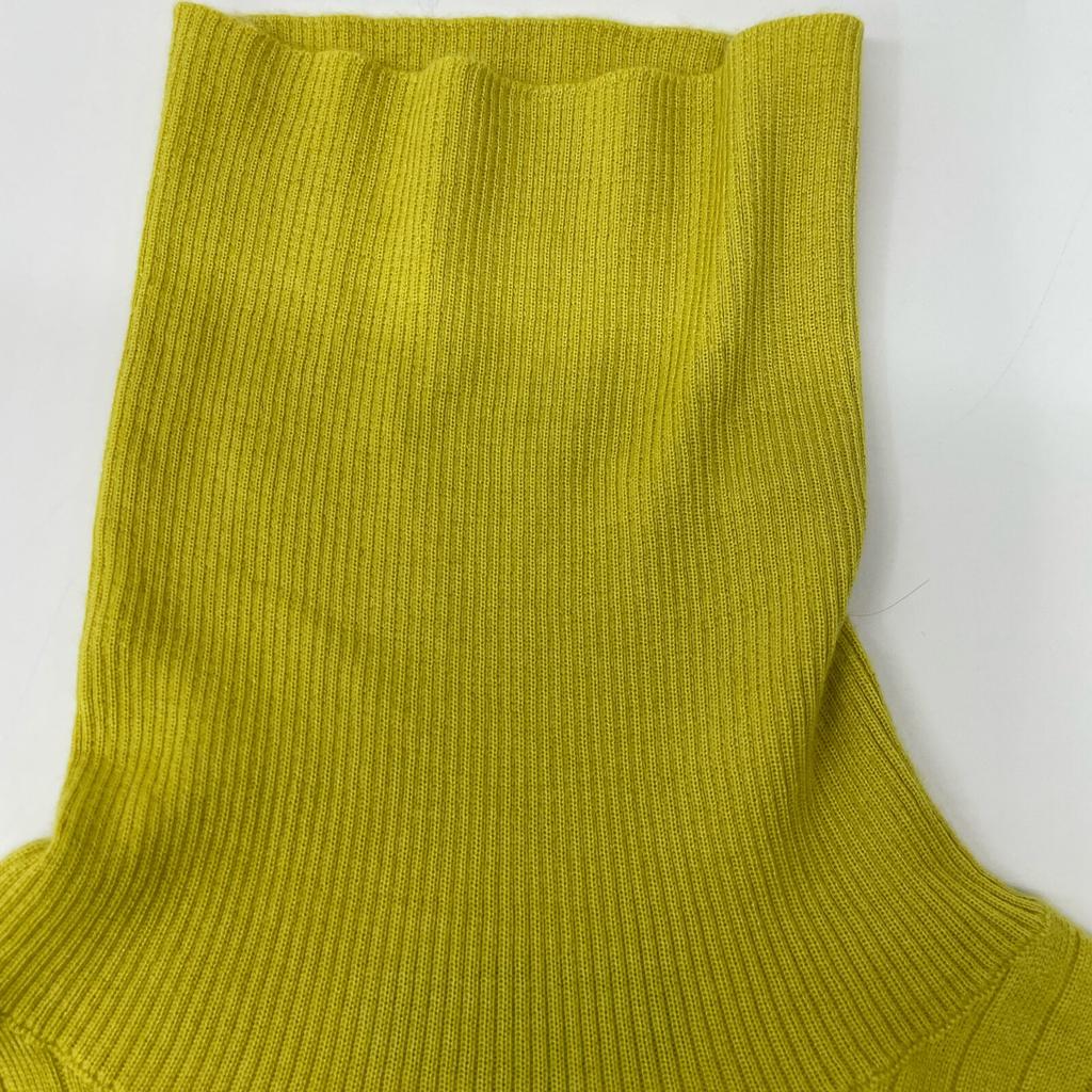 DRAWER Yellow Cashmere Silk Turtleneck Ribbed Knit Top Tops 2 yellowUsed