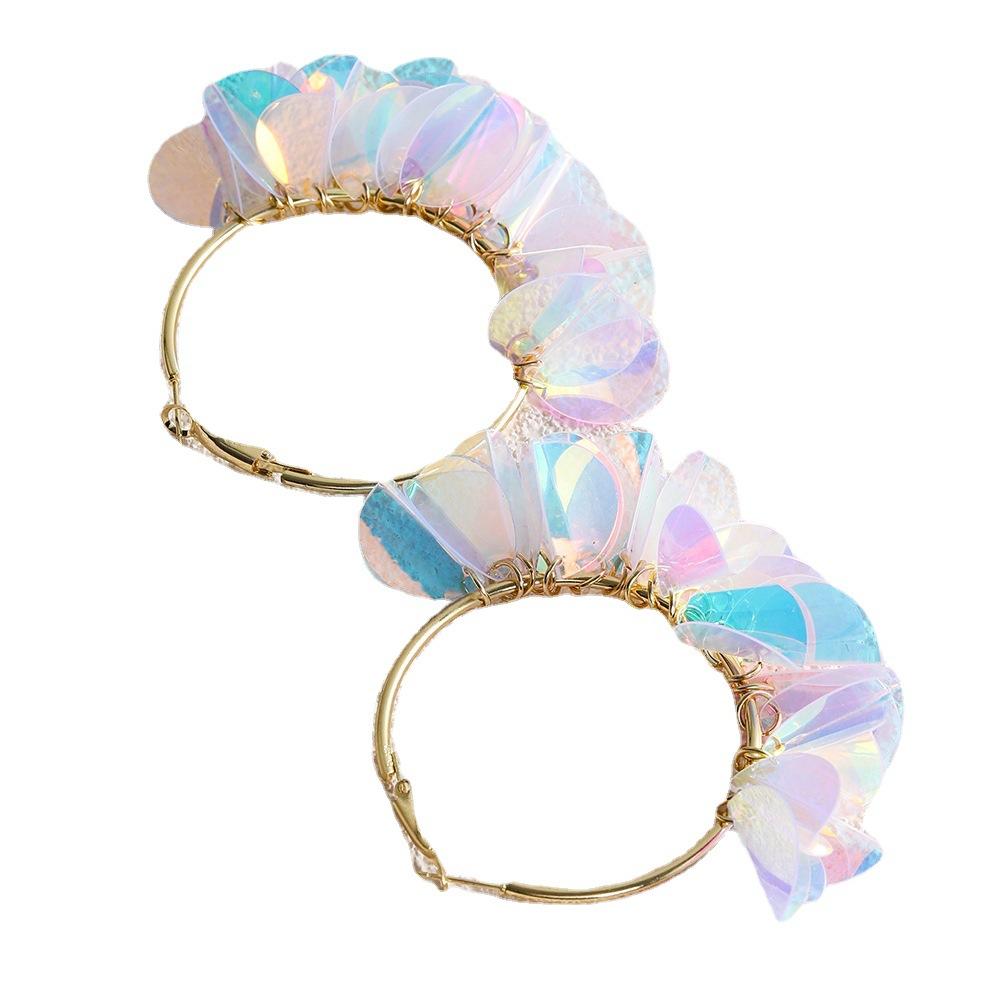 Chic Transparent And Red Alloy Earrings With Design Geometric