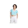Adidas Originals Clover Logo Print Casual Short Sleeve T-Shirt Women Tops Light-Blue IR9779