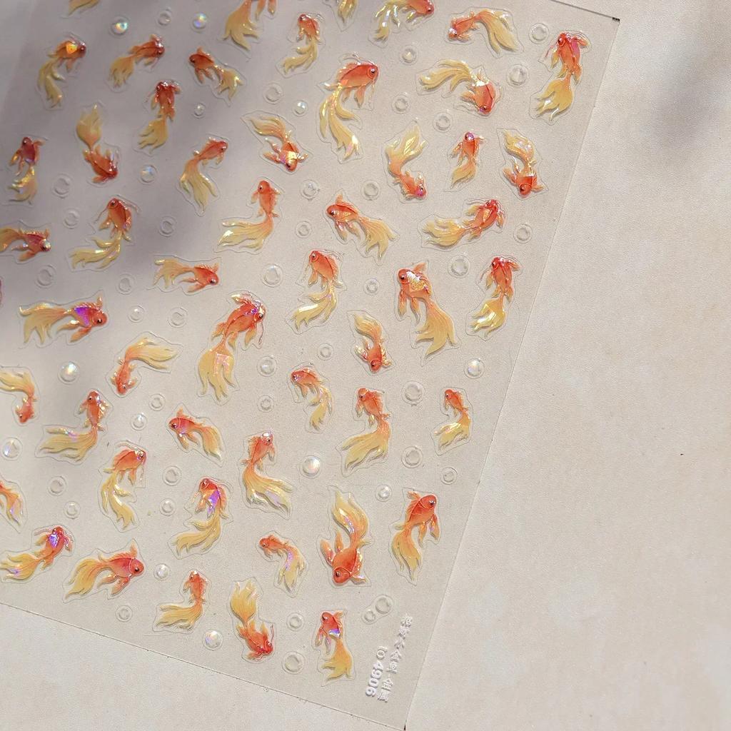 Laser Sliver Star Ocean Dolphin Whale Shoal of Fish Bubbles Sea Marine Organisms Nail Art Sticker Self Adhesive Manicure Decal