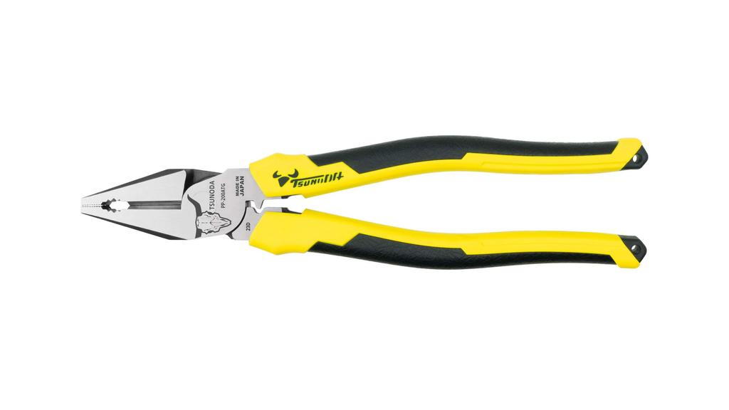 TSUNODA Electrician's Power Pliers, 200mm, Crimping Function, Eccentric, for Electrical Work, PP-200ATG