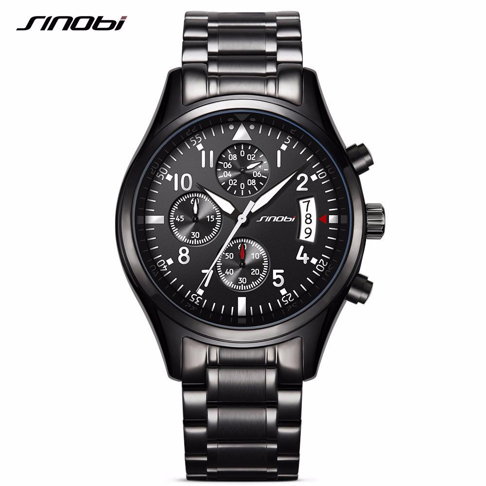 Business Men S Watch Multi-Function Dial Steel Watch Waterproof Luminous Chronograph 9639