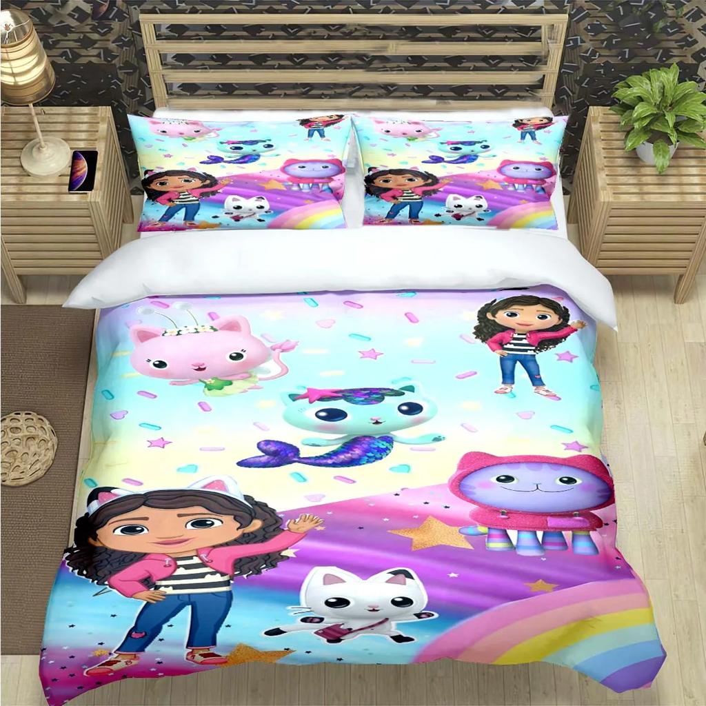 Moda Cartone Animato Carino G-Gabby Case delle Bambole Stampa Set Biancheria da Letto Copripiumino Piumone Letto Giovani Bambini Ragazza Ragazzi Regalo Lusso